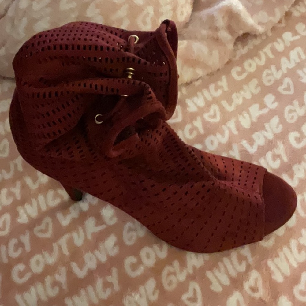 Anne Michelle dark maroon Scrunchy Heeled Boots